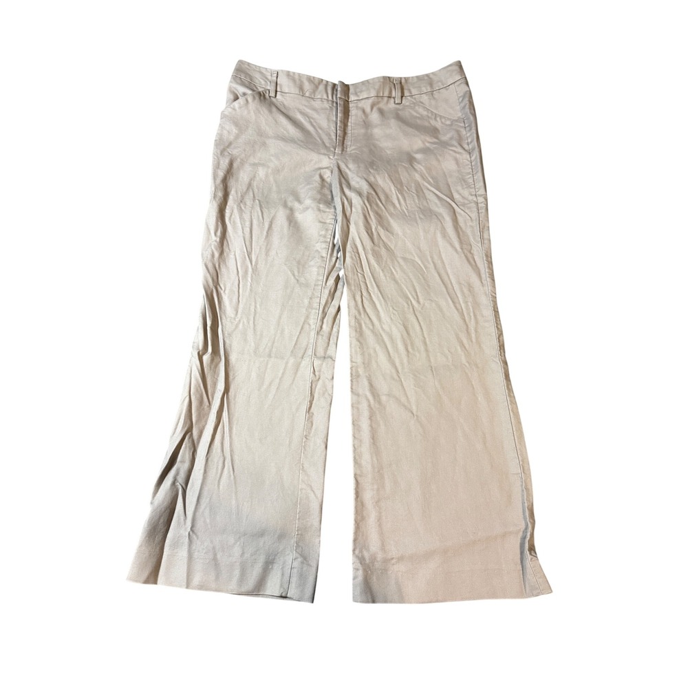 Gap Perfect Trouser Women Crop Capri 12R Mid Rise Tan Beige Brown Pants Pockets